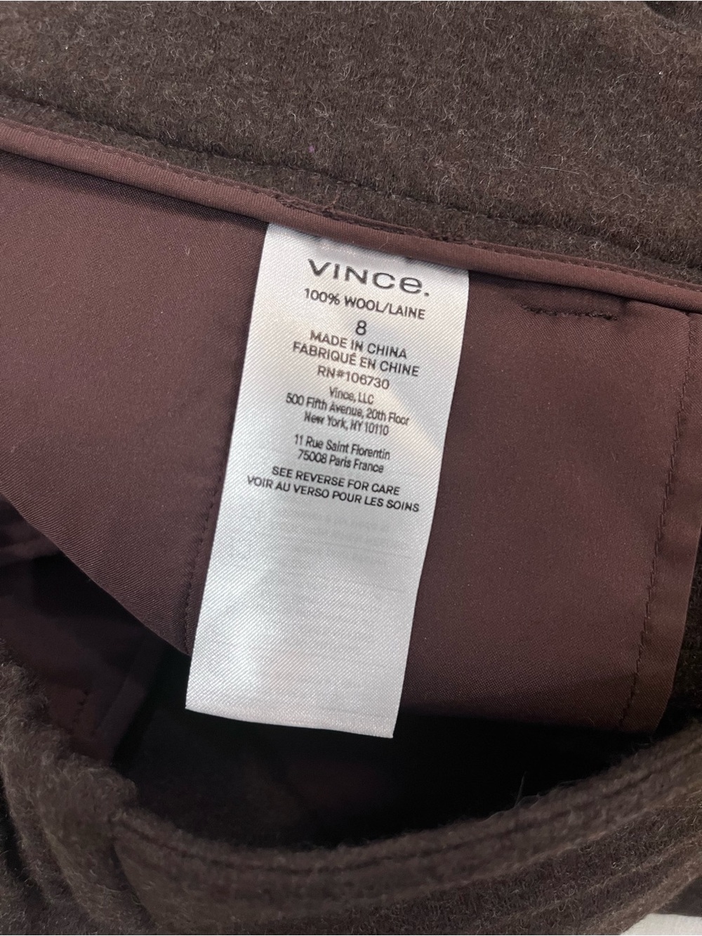 Vince 100% Wool Brown Pleated Tailored Trousers Pants Size 8 - Picture 5 of 11